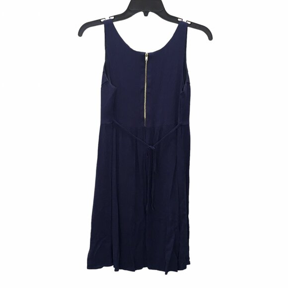 Princess Vera Wang Dress Navy Blue Zip Sleeveless Size 5 Tie Waist Crinkle Rayon - Picture 4 of 10